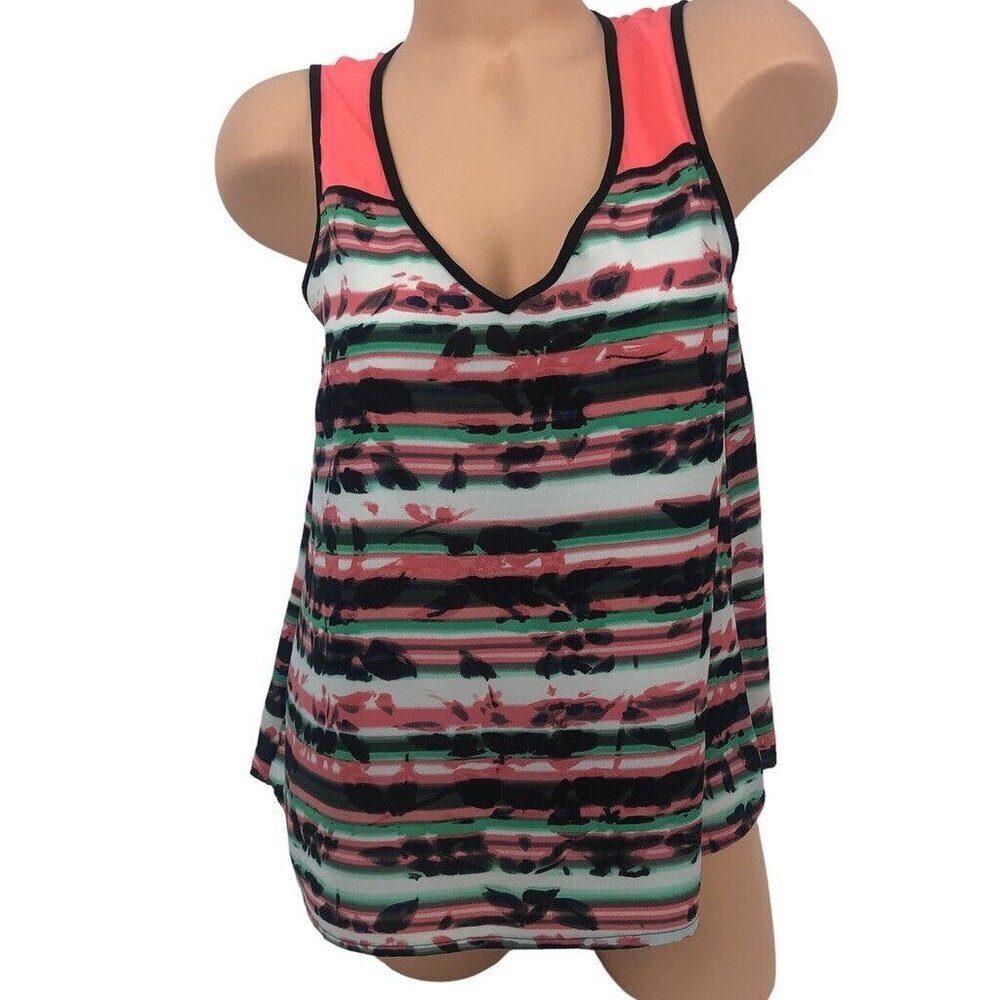 My Michelle‎ Multicolor Striped Printed Tank Top V-Neck Sleeveless Blouse M